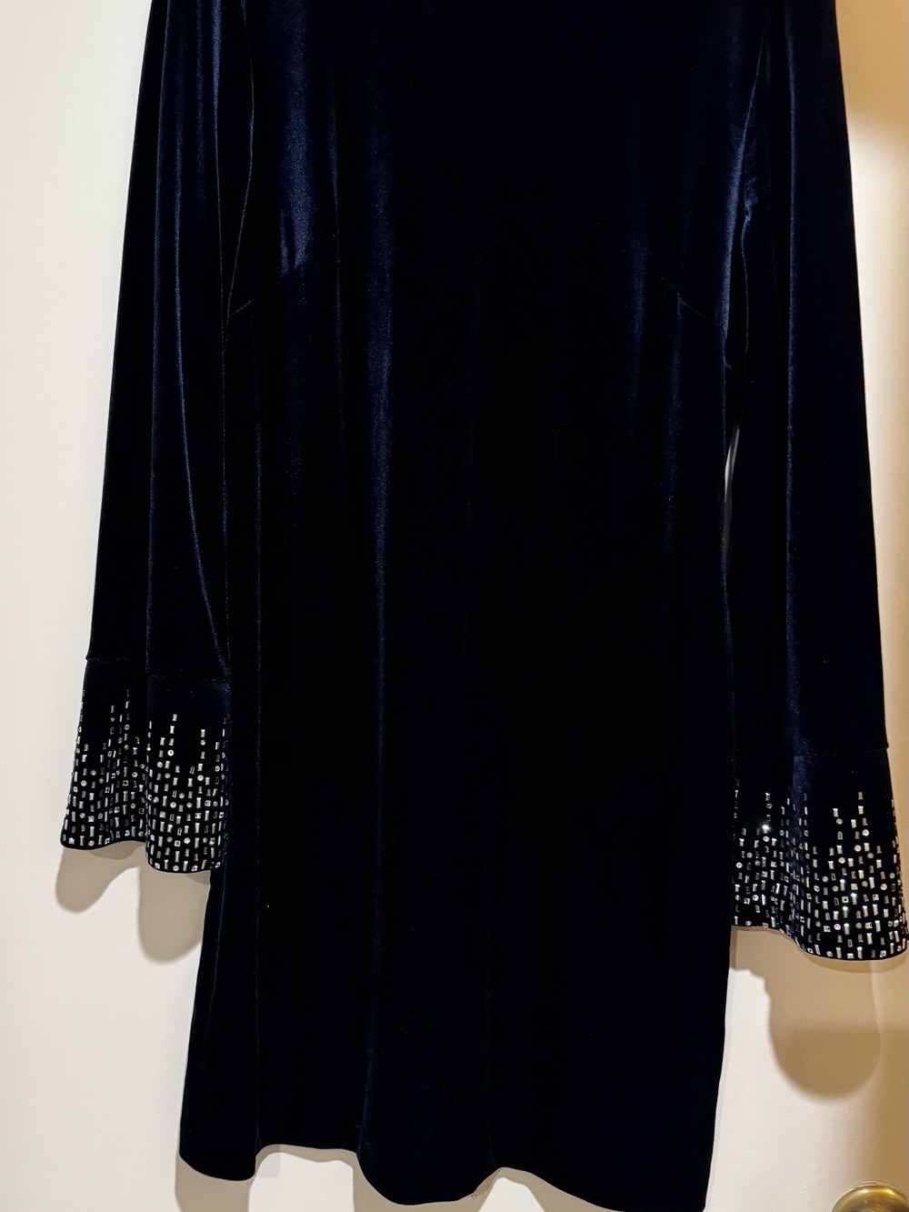 Harper Rose Black Velvet Dress with Embellished Cuffs